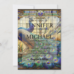 Luxe bruiloft: majestueuze pauw uitnodigingen