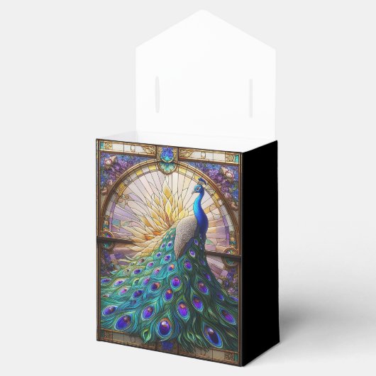 Luxe bruiloft: Peacock Glas in lood Favor Boxes Bedankdoosjes (Geopend)