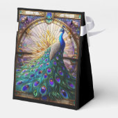 Luxe bruiloft: Peacock Glas in lood Favor Boxes Bedankdoosjes (Achterkant)