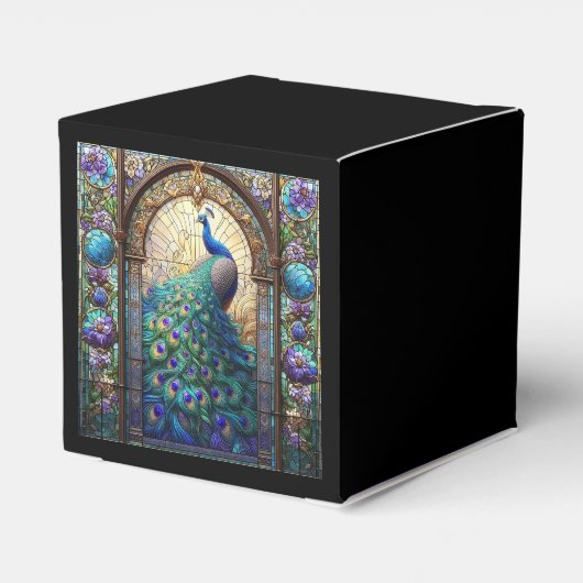 Luxe bruiloft: Peacock Glas in lood Favor Boxes Bedankdoosjes (Achterkant)