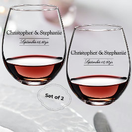Luxe bruiloft Receptie Toast Aangepaste Naam Datum Wijnglas Zonder Voet