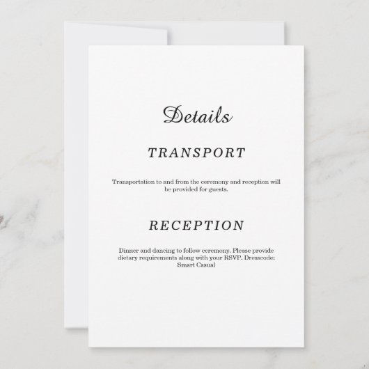 Luxe bruiloft uitnodiging, elegante minimalistisch kaart (Achterkant)