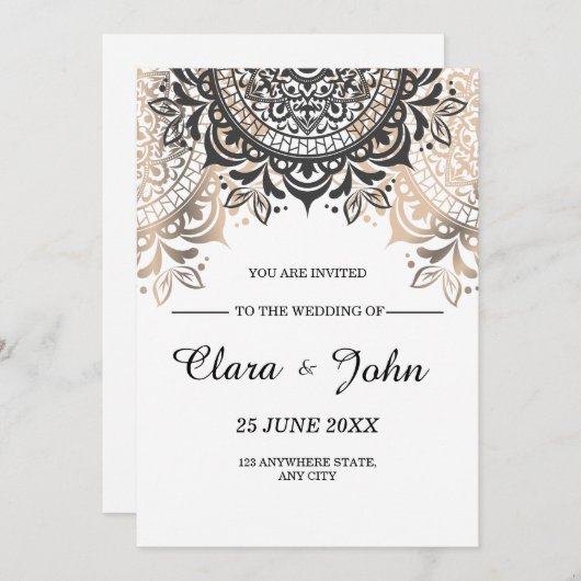 Luxe bruiloft uitnodiging, elegante minimalistisch kaart (Voorkant / Achterkant)