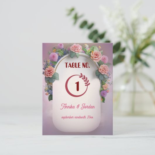 Luxe bruiloft uitnodiging tafel nummers  (Staand voorkant)
