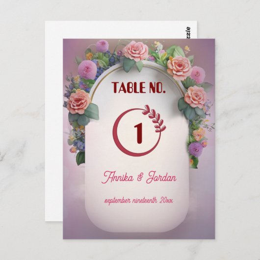 Luxe bruiloft uitnodiging tafel nummers  (Voorkant / Achterkant)