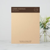 Luxe bruin en goud monogram briefhoofd (Staand voorkant)