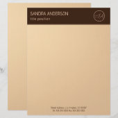 Luxe bruin en goud monogram briefhoofd (Voorkant / Achterkant)