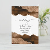 Luxe Bruin & Goud Agaat Trouwen QR Code RSVP Kaart (Staand voorkant)