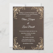 Luxe Bruin & Goud bruiloft uitnodiging Magnetische Uitnodiging (Voorkant)