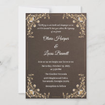 Luxe Bruin & Goud bruiloft uitnodiging