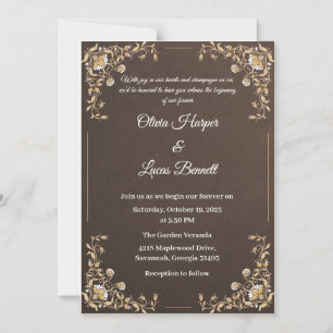 Luxe Bruin & Goud bruiloft uitnodiging Magnetische Uitnodiging
