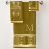 Luxe bruin groene naam initiaal Handdoek set