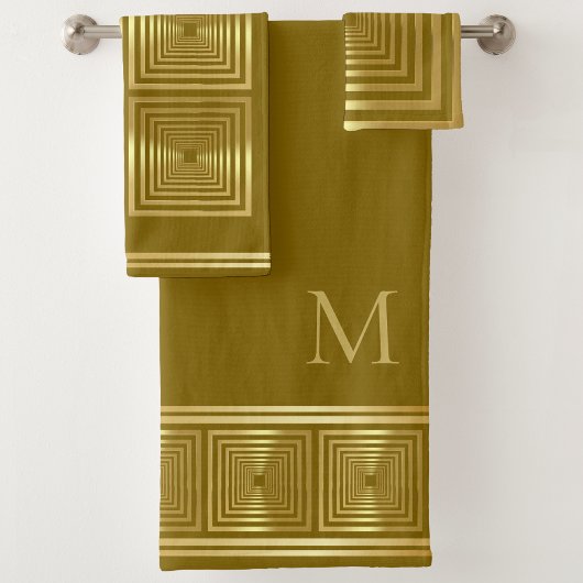 Luxe bruin groene naam initiaal Handdoek set