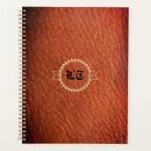 Luxe bruin lederen look Monogram Engels Initiaal Planner (Voorkant)