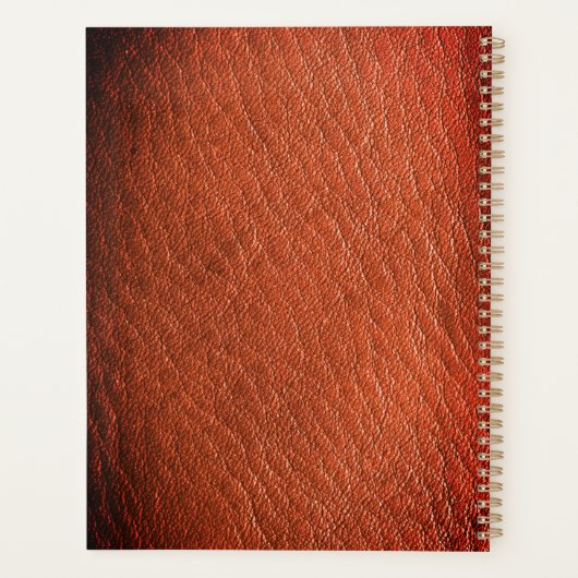 Luxe bruin lederen look Monogram Engels Initiaal Planner (Achterkant)