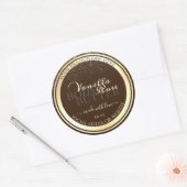 Luxe bruin productverpakkingslabel Goud Lijst Ronde Sticker (Envelop)