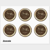 Luxe bruin productverpakkingslabel Goud Lijst Ronde Sticker (Vel)