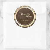 Luxe bruin productverpakkingslabel Goud Lijst Ronde Sticker (Tas)