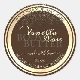 Luxe bruin productverpakkingslabel Goud Lijst Ronde Sticker