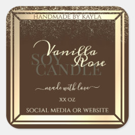 Luxe bruin productverpakkingslabel Goud Lijst Vierkante Sticker