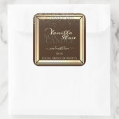 Luxe bruin productverpakkingslabel Goud Lijst Vierkante Sticker (Tas)