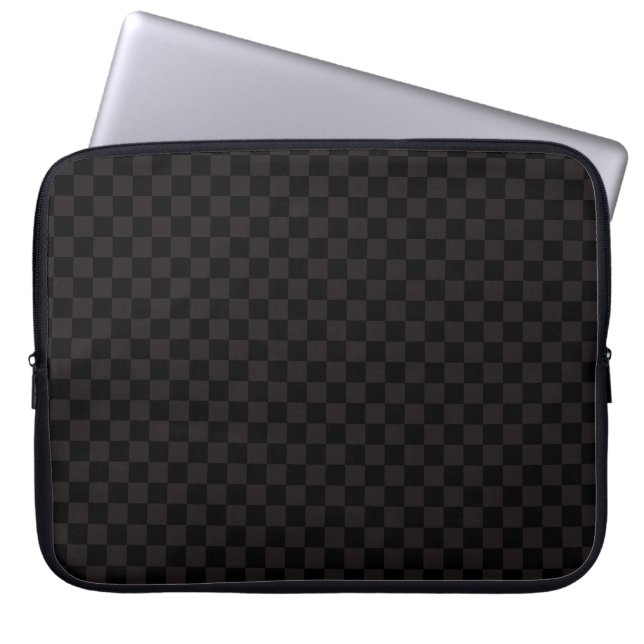 Luxe bruin/zwart gecheckt laptop sleeve (Voorkant)