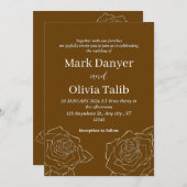 Luxe bruine bruiloft uitnodiging (Voorkant / Achterkant)