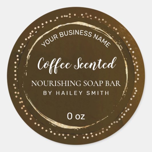 Luxe bruine en goudzeep Bar Ronde Sticker (Voorkant)