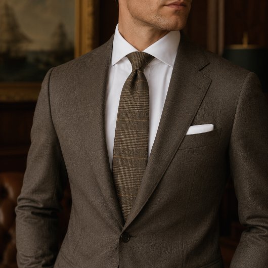 Luxe bruine Glen geruite trouw erfgoed Plaid Stropdas