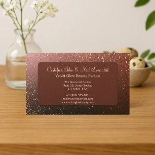 Luxe Bruine Glitterschoonheidsspecialiste Huid Nag Visitekaartje