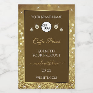 Luxe bruine goudkleurige etiketten met Logo