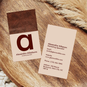 Luxe bruine leren branding visitekaartje