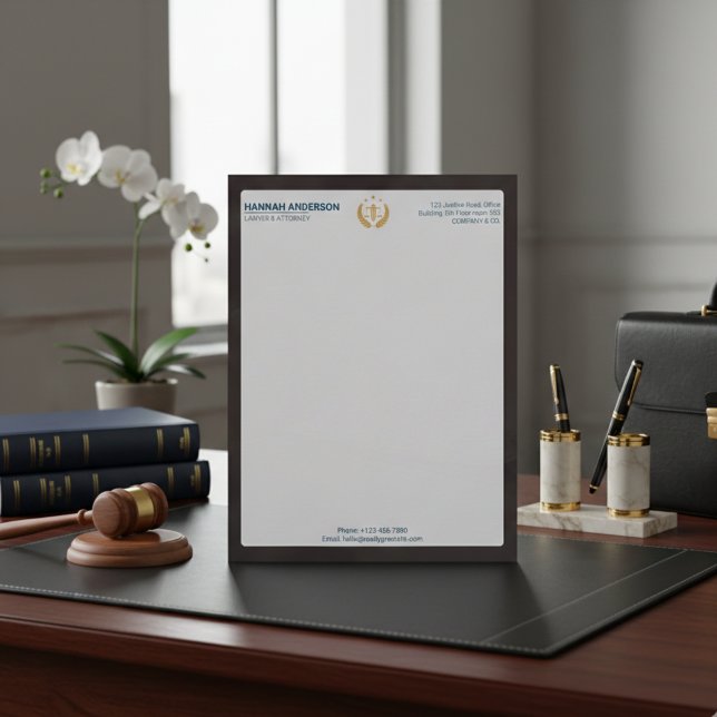Luxe bruine leren uitstraling advocaat briefhoofd  (Luxury Brown Leather Look Lawyer Letterhead for Law Firms)