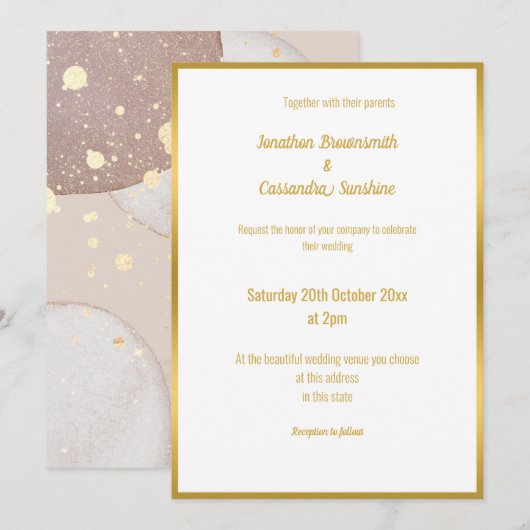 LUXE BUBBLE WATERVERF WEDING INVITATIE KAART (Voorkant / Achterkant)