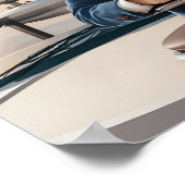 Luxe Bulldog op privéjacht met champagne Poster (Hoek)