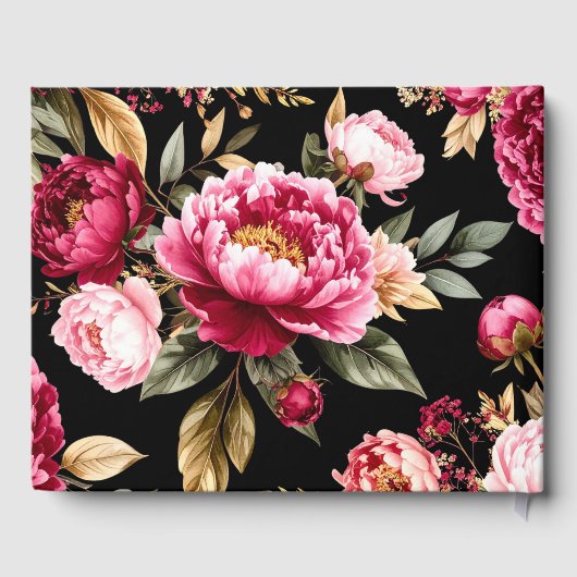 Luxe Burgundy and Blush Peony Floral Wedding Real Gastenboek (Achterkant)