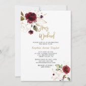 Luxe Burgundy Bloemrijke Gouden Bachelorette Weeke Kaart (Voorkant)