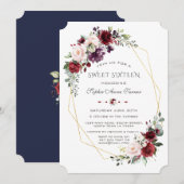 Luxe Burgundy Blush Bloemengoud Zoete Zestien Kaart (Voorkant / Achterkant)