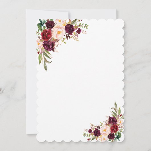 Luxe Burgundy Blush Bloemstuk Eerste Heilige Commu Kaart (Achterkant)