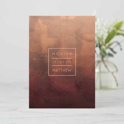 Luxe Burgundy en Blush Wedding Invitation Kaart (Staand voorkant)