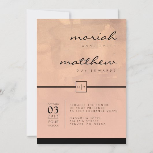 Luxe Burgundy en Blush Wedding Invitation Kaart (Achterkant)