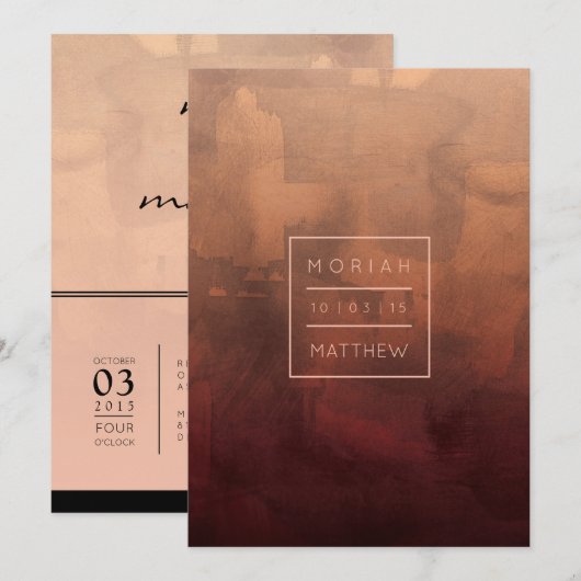 Luxe Burgundy en Blush Wedding Invitation Kaart (Voorkant / Achterkant)
