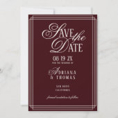 Luxe Burgundy kalligrafie bruiloft Save The Date (Voorkant)