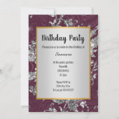 LUXE BURGUNDY SILVER GOLD BIRTHDAY INVITATION KAART (Voorkant)