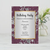 LUXE BURGUNDY SILVER GOLD BIRTHDAY INVITATION KAART (Staand voorkant)