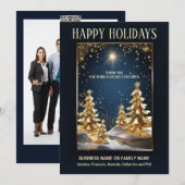 Luxe business gouden kerstboom foto logo feestdagenkaart (Voorkant / Achterkant)