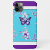 Luxe Butterfly iPhone 11 Pro Max Hoesje Paarse Blu (Achterkant)