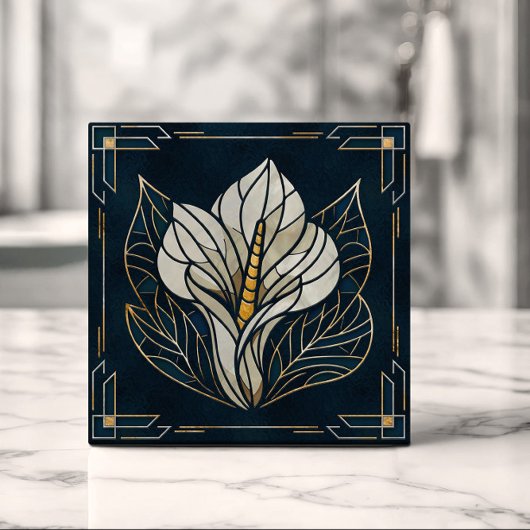 Luxe Calla Lily Pearl en Goud Tegeltje