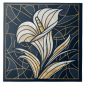 Luxe Calla Lily Pearl en Goud Tegeltje (Voorkant)