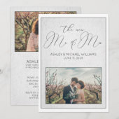 LUXE CALLIGRAFIE | Nieuwe bruiloft Mr. & Mrs. ontv Kaart (Voorkant / Achterkant)